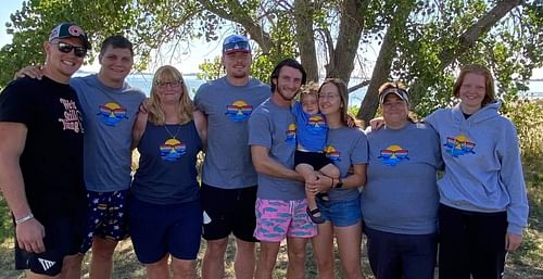 Former Colorado State tight end Trey McBride (left) with family | Credit: The Athletic