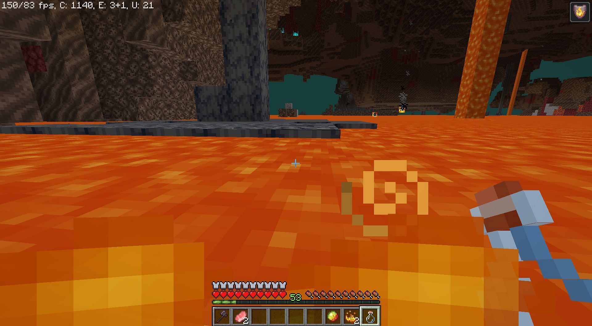 Players don&#039;t take any damage in lava (Image via Minecraft)