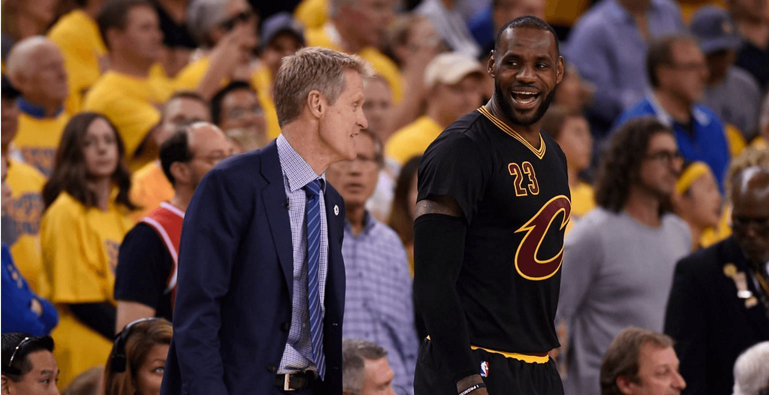 LeBron James with Golden State Warriors coach Steve Kerr in 2016