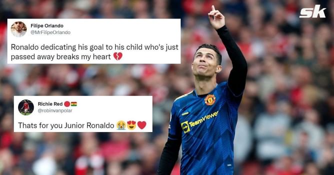 “Breaks my heart”, “We are with you” – Fans react as Cristiano Ronaldo dedicates 100th Premier League goal for Manchester United to his deceased baby boy