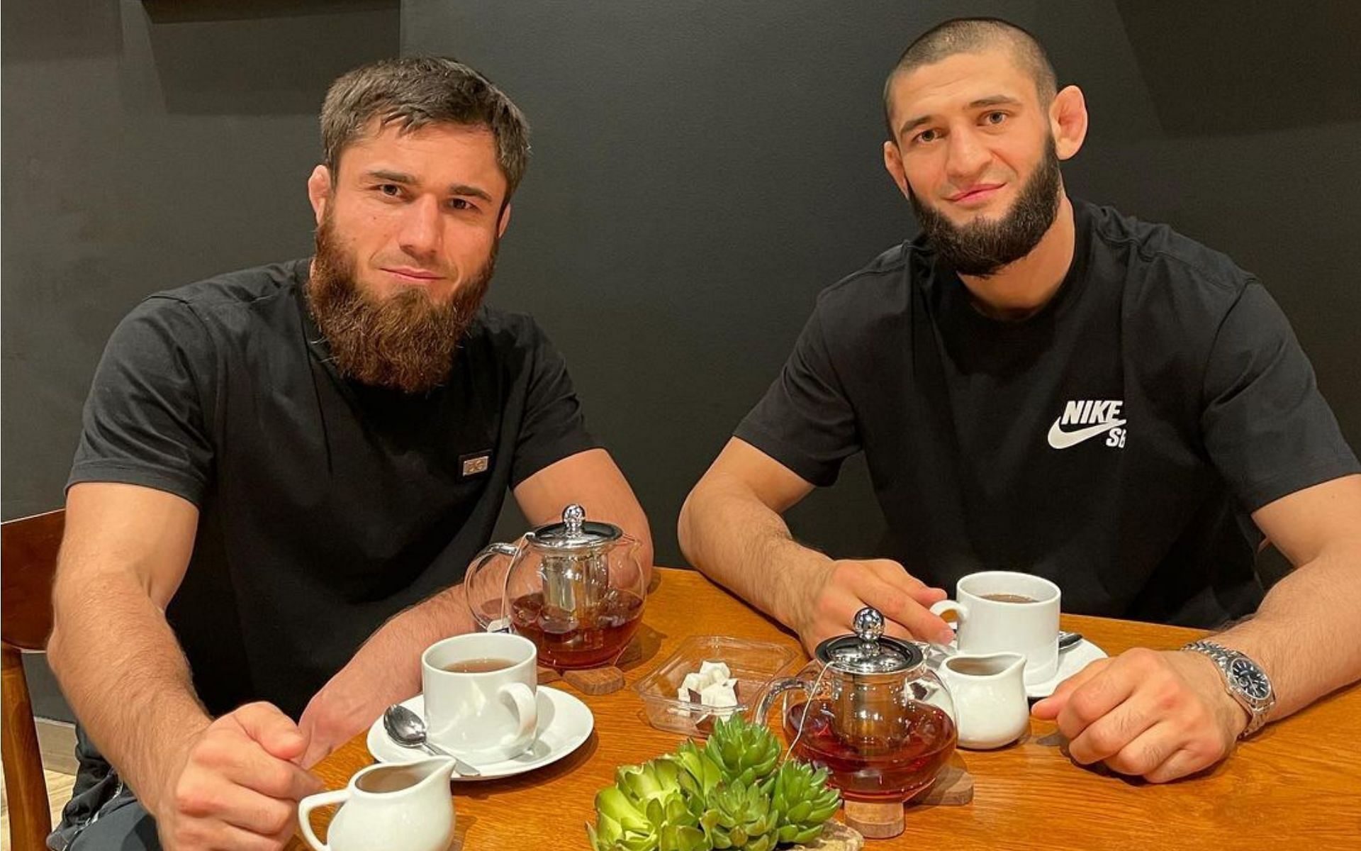 Artur Chimaev (left) with his brother Khamzat Chimaev (right) [Image Courtesy: @khamzat_chimaev on Instagram]