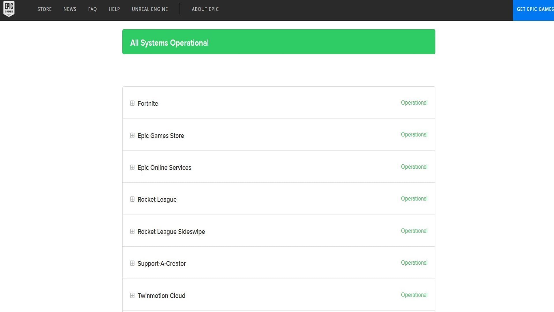 Check Epic Servers for malfunction reports (Image via Epic Games)