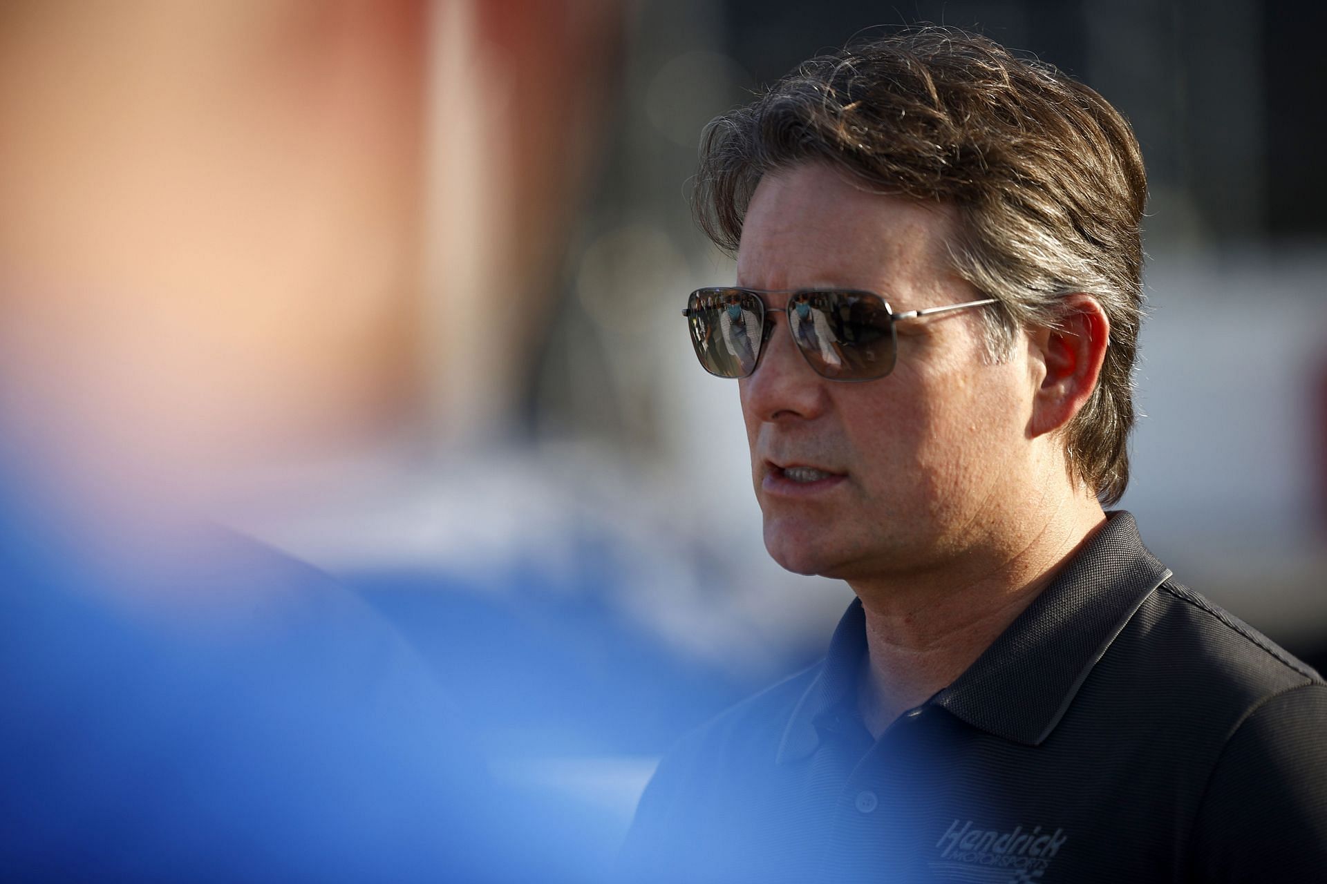 Jeff Gordon, talks on the grid prior to the NASCAR Cup Series Cook Out Southern 500 at Darlington Raceway.