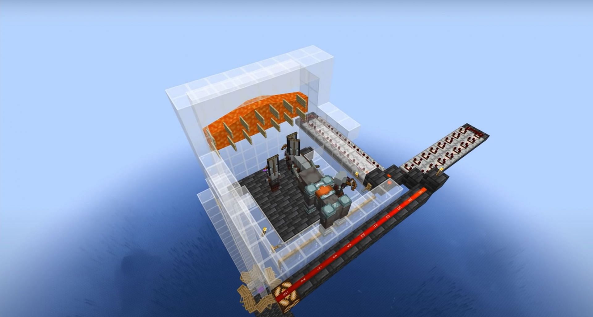 LogicalGeekBoy&#039;s build is a pillager tower with an easier build design (Image via LogicalGeekBoy/YouTube)