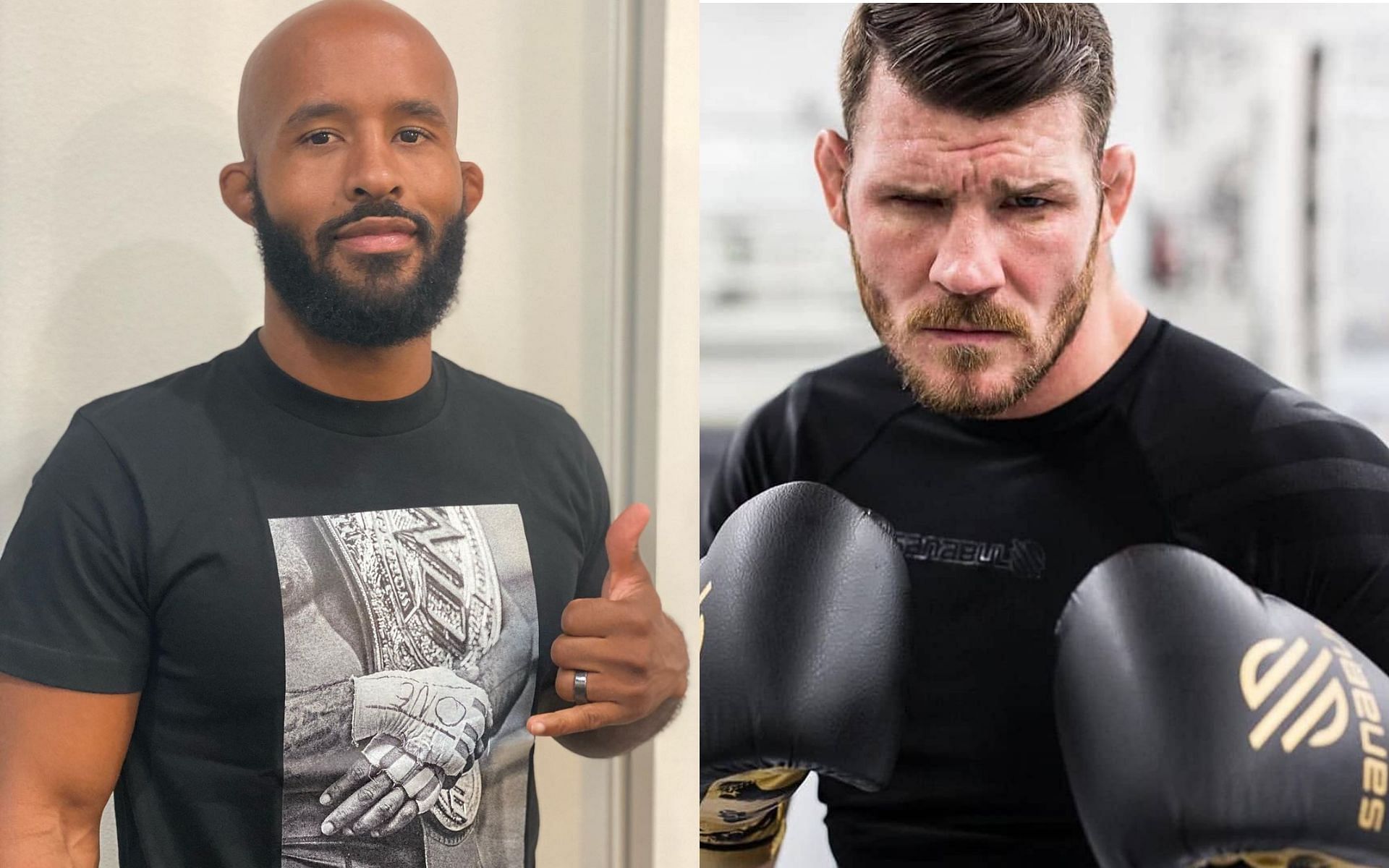 Demetrious Johnson (left) and Michael Bisping (right) [Image Courtesy: @mighty and @mikelbpisping on Instagram]