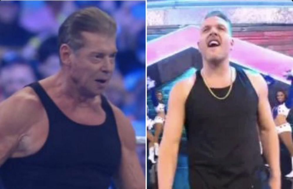 Vince McMahon and Pat McAfee at WrestleMania 38. Source: TMZ