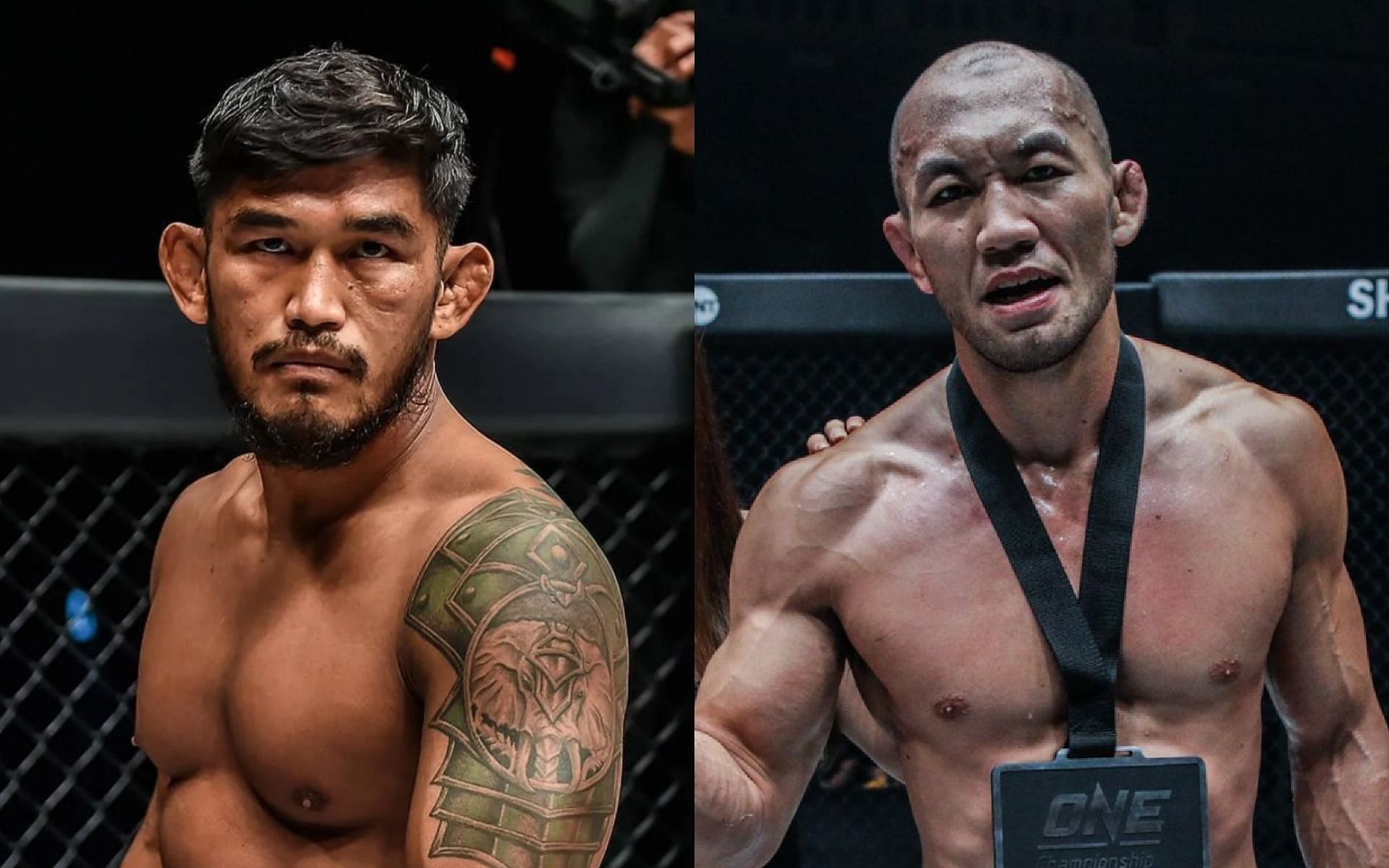 Yushin Okami (right) accepts Aung La N Sang&#039;s (right) callout for a match in the near future. [Photos ONE Championship]