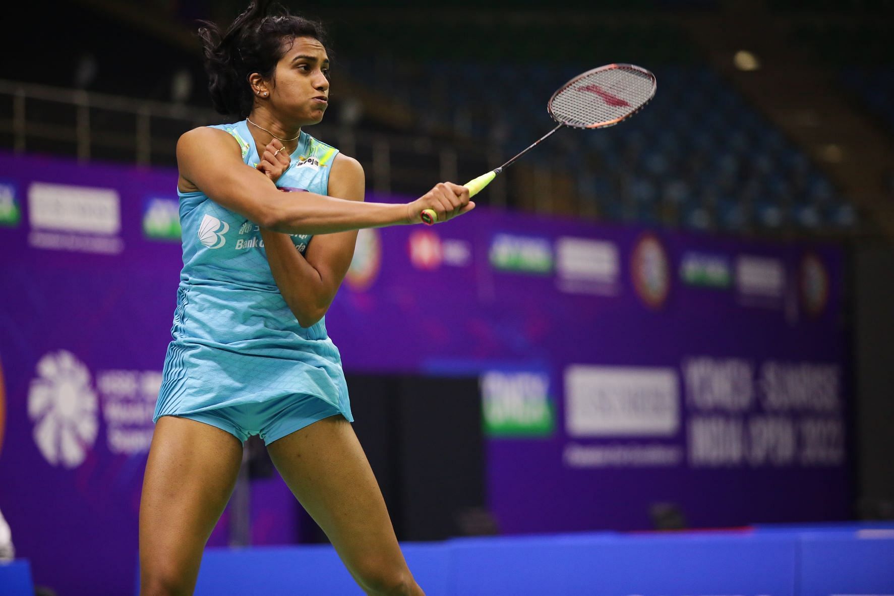 Fourth seed PV Sindhu beat Yue Yann Jaslyn Hooi of Singapore 21-16 21-16 in the women&#039;s singles second round. (Pic credit: BAI)