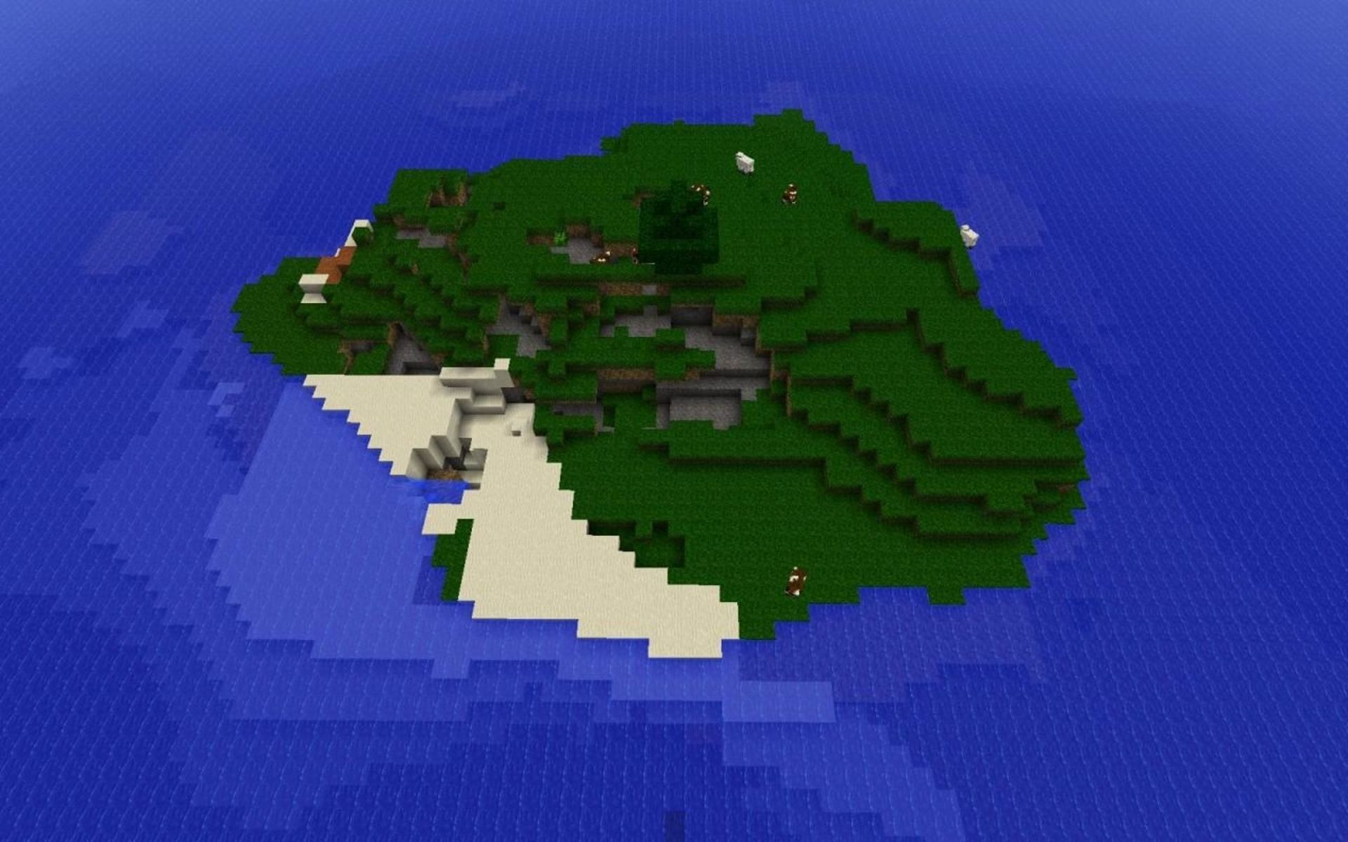 Survival island challenges task players with staying put on a lone island (Image via Mojang)