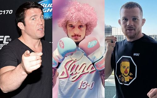 Chael Sonnen (left), Sean O'Malley (center), and Petr Yan (Right) (Images via @sugaseanmma and @petr_yan on Instagram)