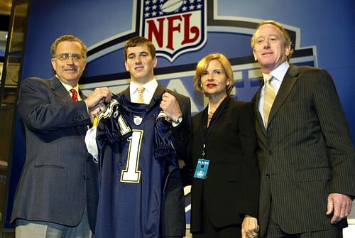 Eli Manning after being selected by the San Diego Chargers