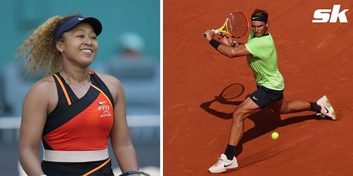 Naomi Osaka (L) and Rafael Nadal