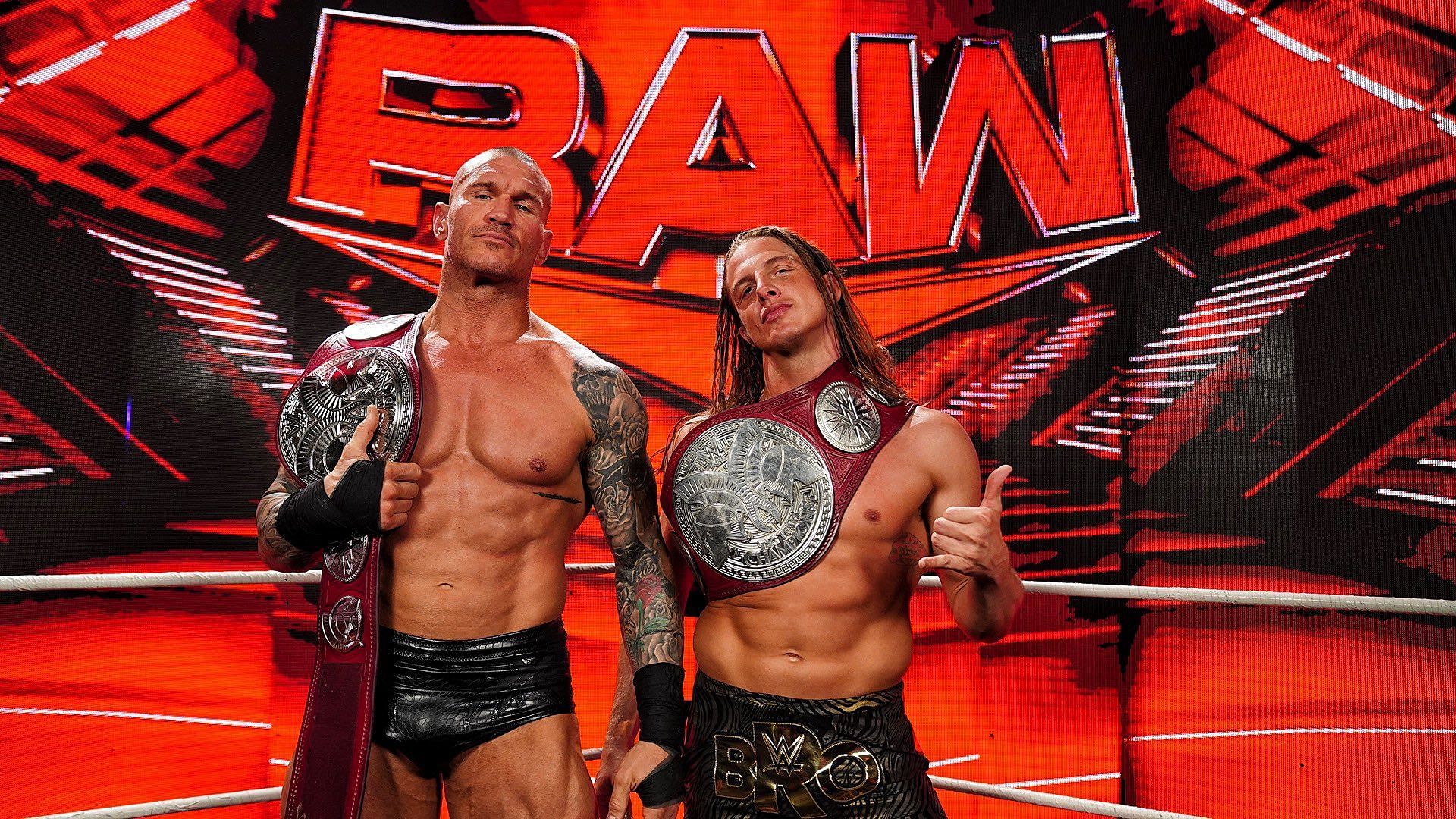 Orton and Riddle with RAW Tag Team Championships