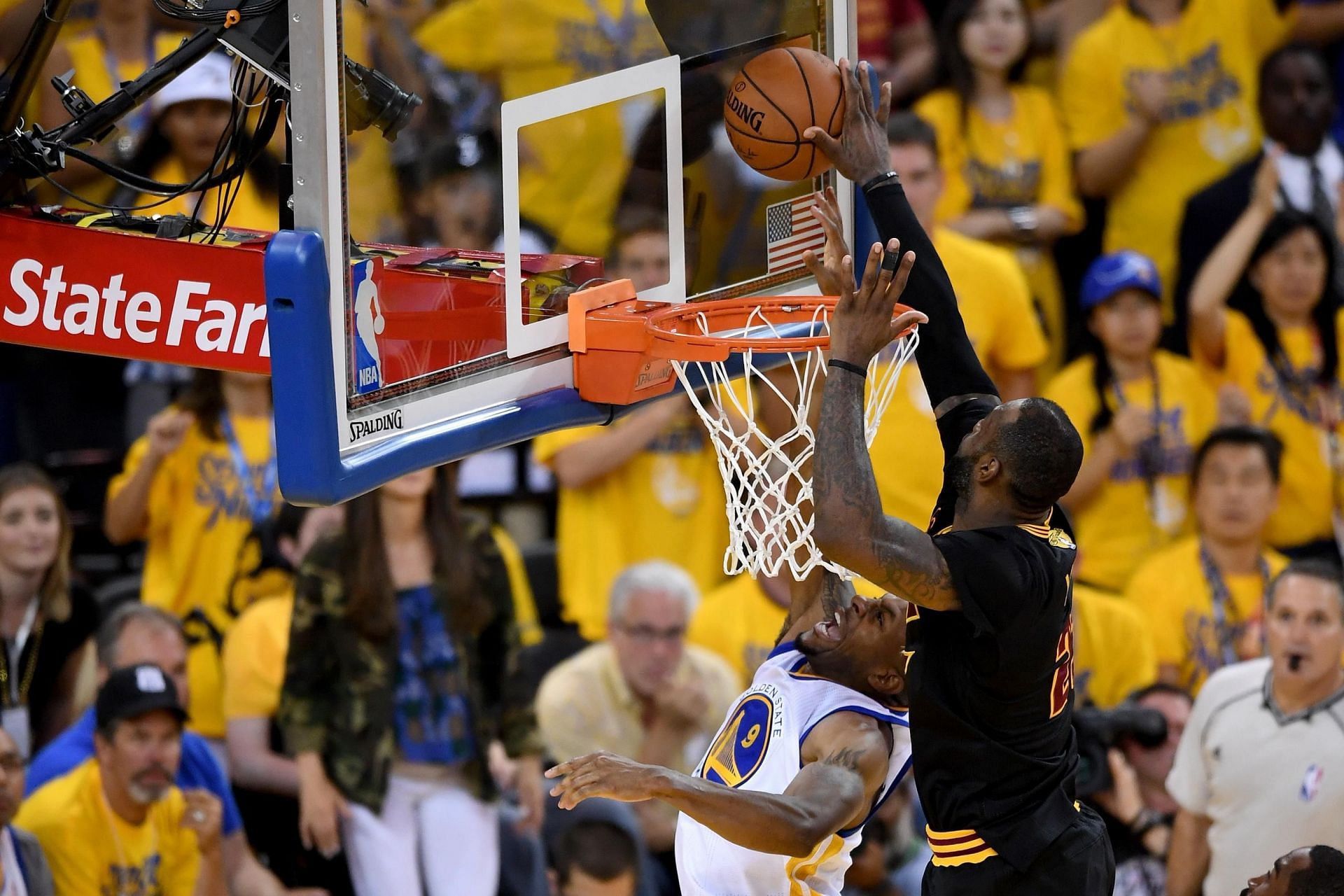 LeBron James&#039; iconic block of Andre Iguodala in Game 7 was the lasting image of the 2016 NBA Finals. [Photo: Bleacher Report]