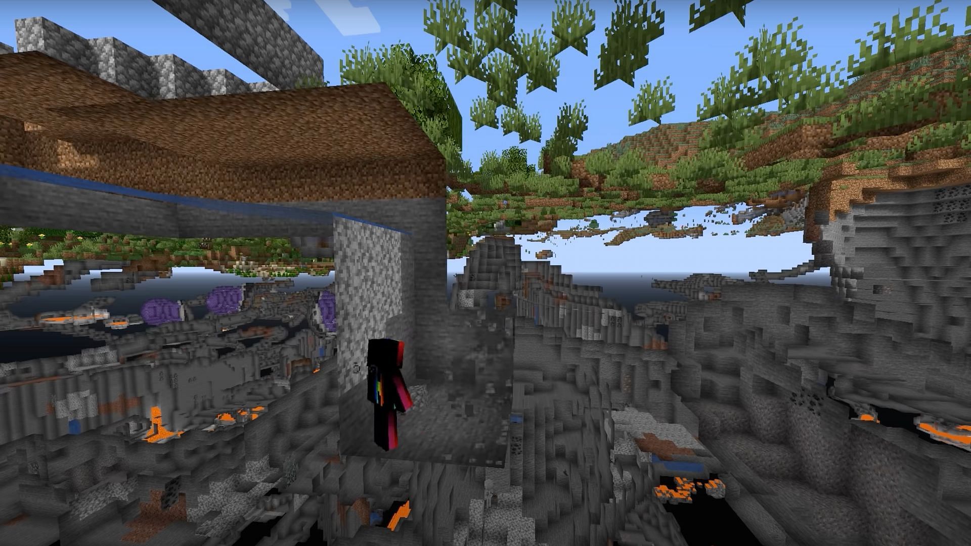 Users should dig down four blocks and then create a small room for collection (Image via Dusty Dude/YouTube)