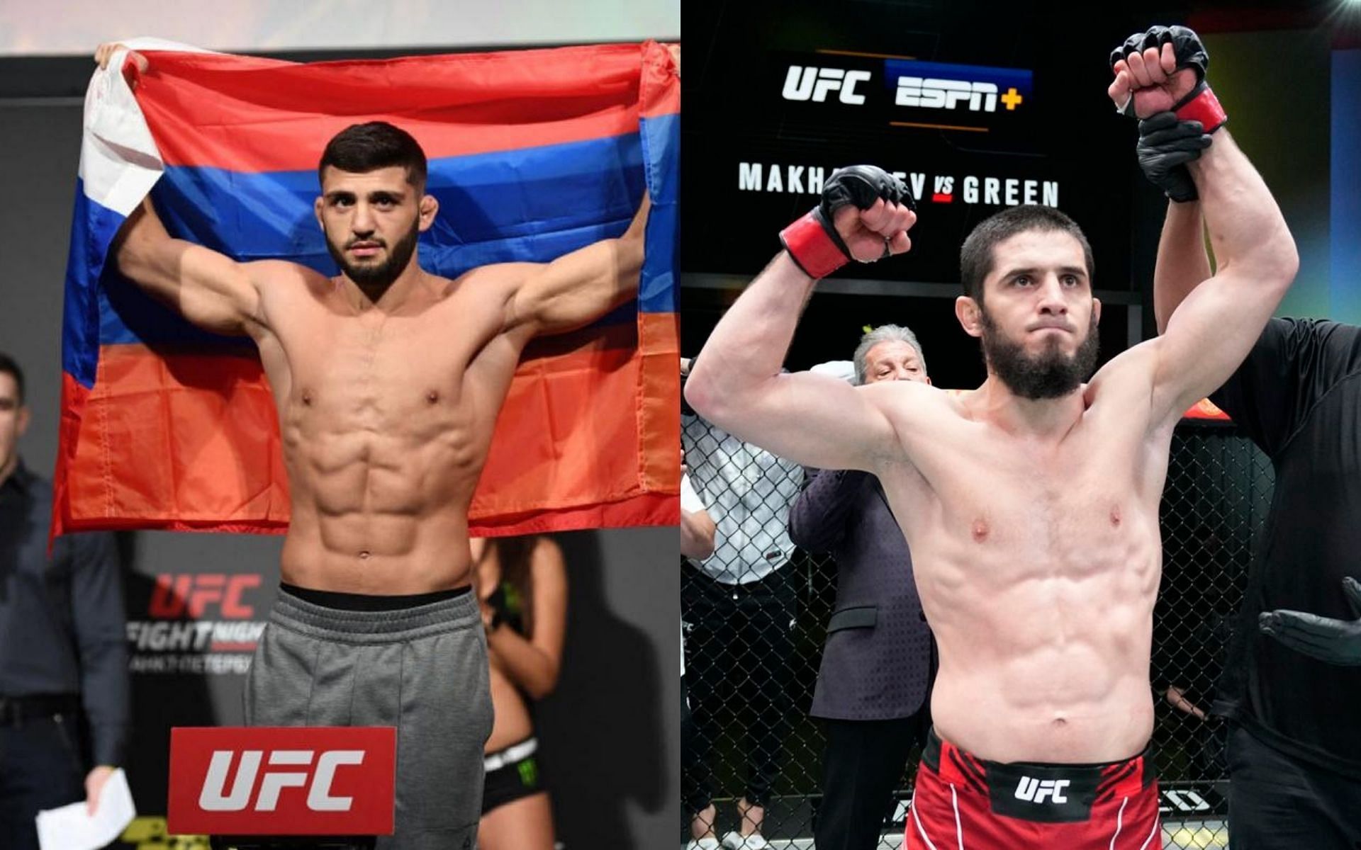 Arman Tsarukyan (left), Islam Makhachev (right) Sources: Harcord, mmamania.com