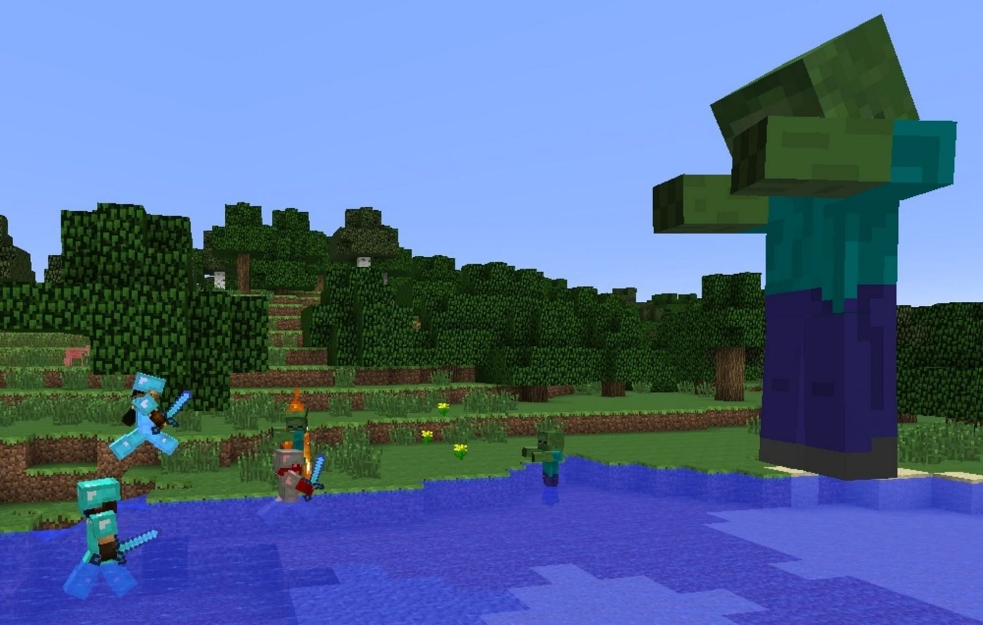 Players battling a boss zombie on a modded server (Image via Empire Minecraft)