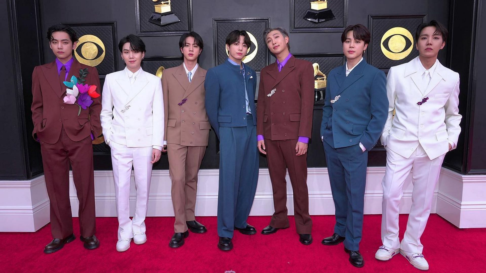 BTS on the Grammy Awards red carpet 2022 (Image via recordingacademy/Instagram)