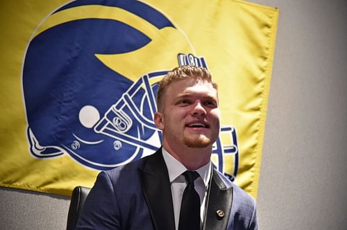 Michigan Wolverines DE Aidan Hutchinson at the 87th Heisman Trophy Media Availability