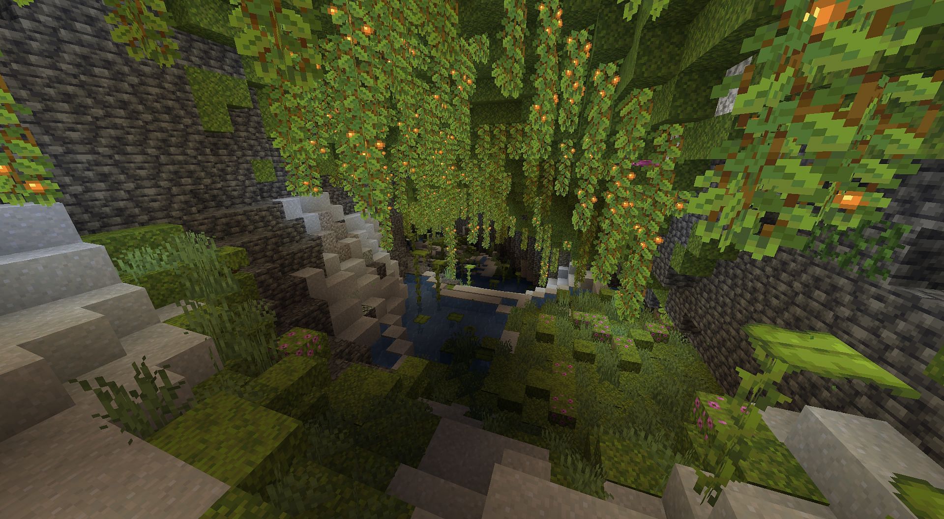 Cave biome under mushroom fields (Image via Minecraft)