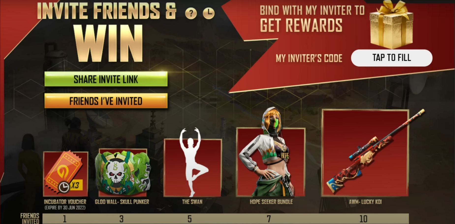 Details of Inviter&#039;s rewards (Image via Moniez Gaming; YouTube)