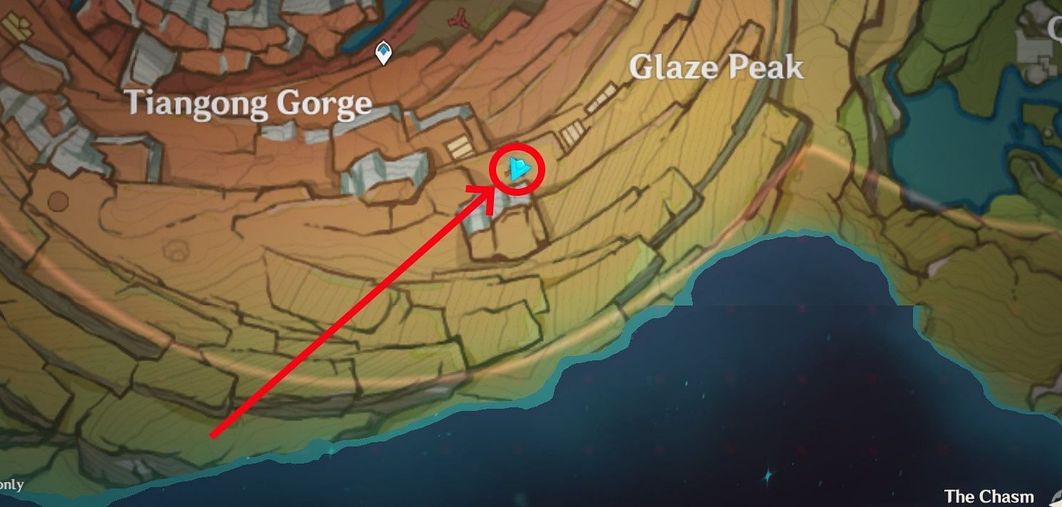 The location of the trapdoor that Travelers have to go to (Image via miHoYo)