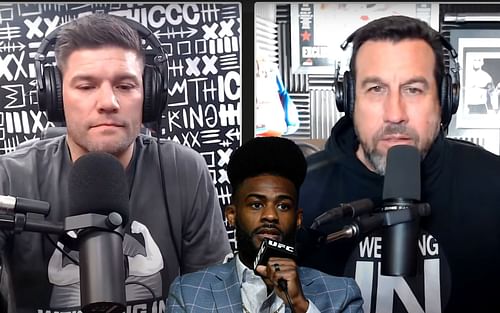 Josh Thomson (left), Aljamain Sterling (center), and John McCarthy (right) (Images via YouTube/Weighing In and Getty)