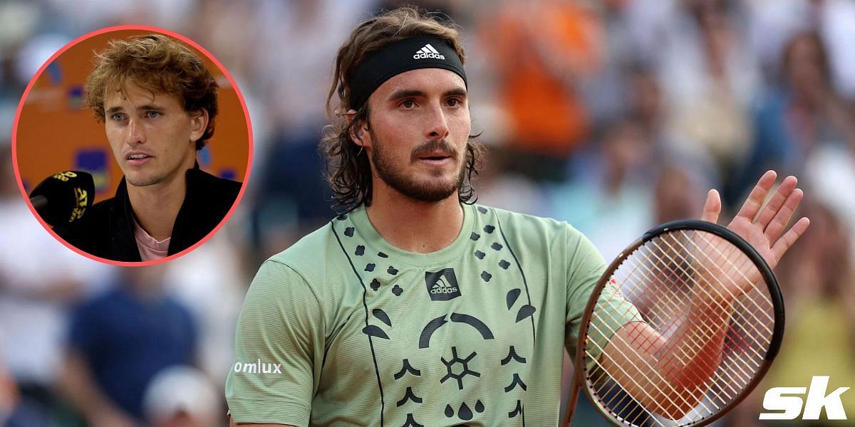 Alexander Zverev (inset) said Stefanos Tsitsipas played 10 times better than him in Monte-Carlo