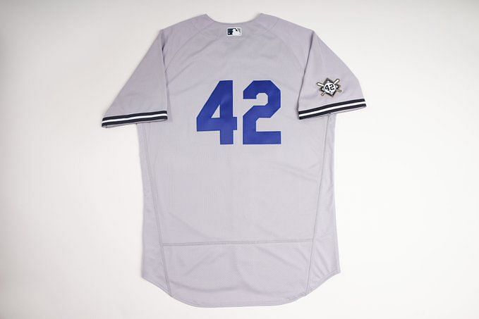 DEREK JETER #2 JACKIE ROBINSON DAY. EVERY PLAYER WEARS NUMBER 42