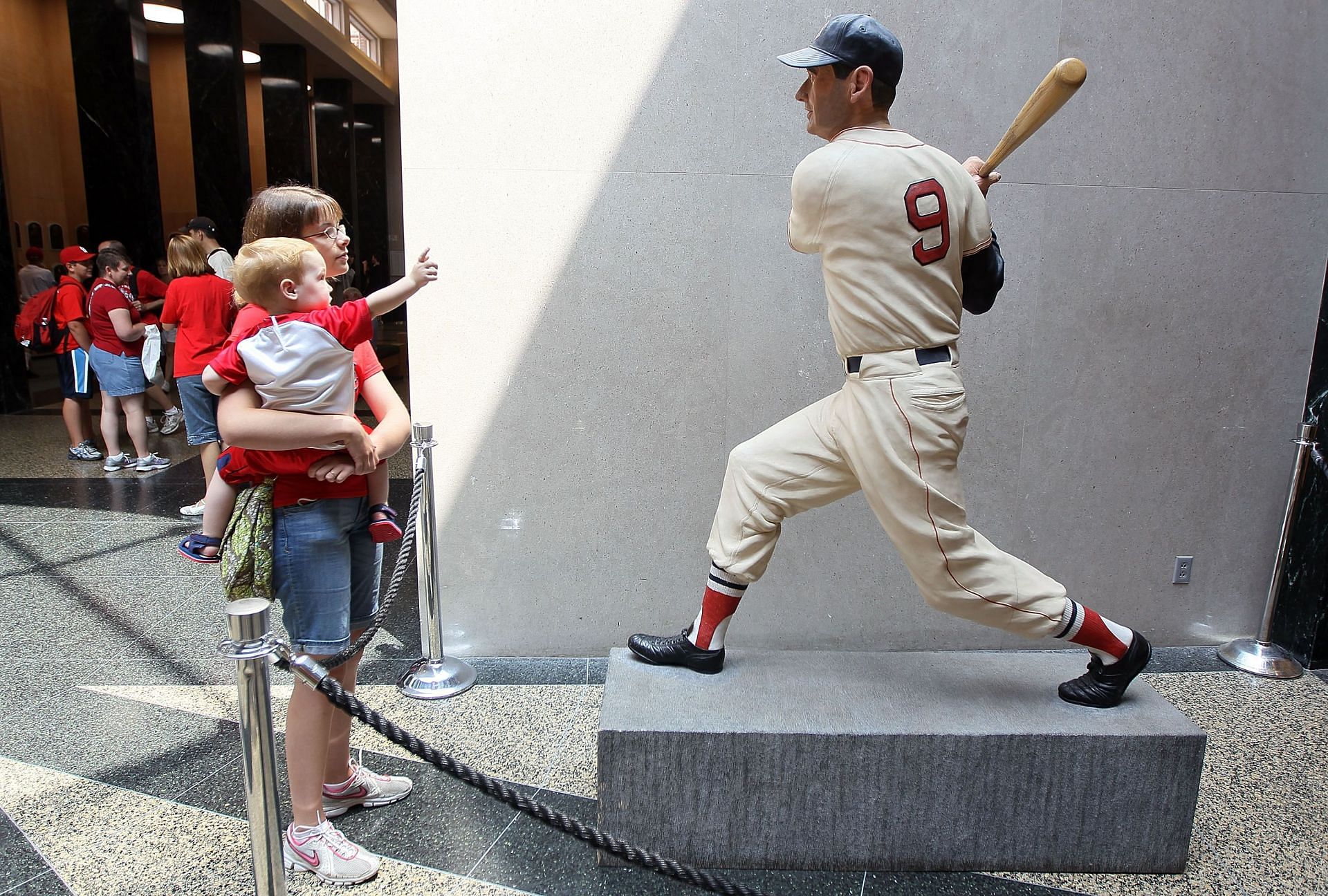 A statue of Ted Williams in the Baseball Hall Of Fame Museum