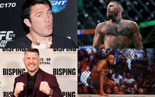 Chael Sonnen (top left), Conor McGregor (top right), Michael Bisping (bottom left), and Leon Edwards (bottom right) (images courtesy of Getty and @bisping Instagram)