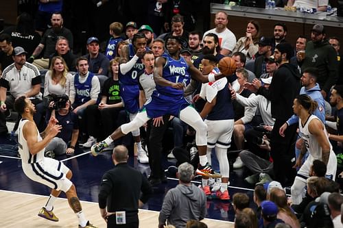 Anthony Edwards tried to keep the ball in-bounds in Game Three