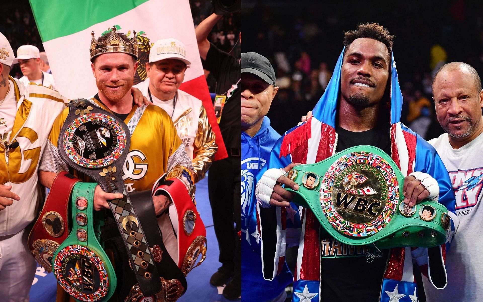 Jermall Charlo (R) has paid some respect to Canelo Alvarez (L)