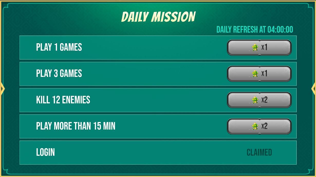 The daily missions (Image via Garena)