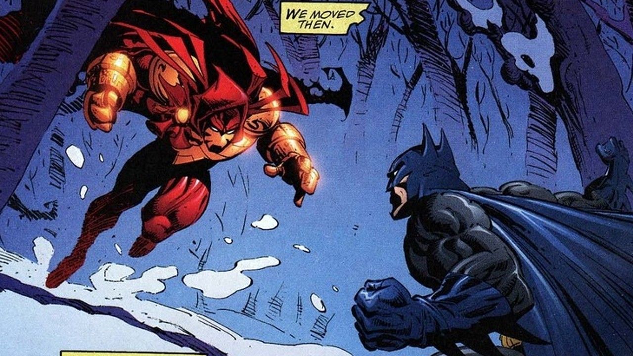 Azrael fighting Batman (Image via DC Comics)
