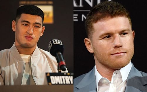 Dmitry Bivol (left) and Canelo Alvarez (right)