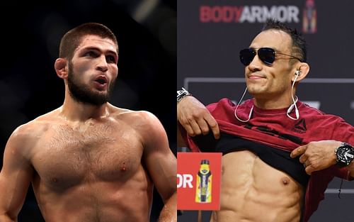 Khabib Nurmagomedov (L) and Tony Ferguson (R)