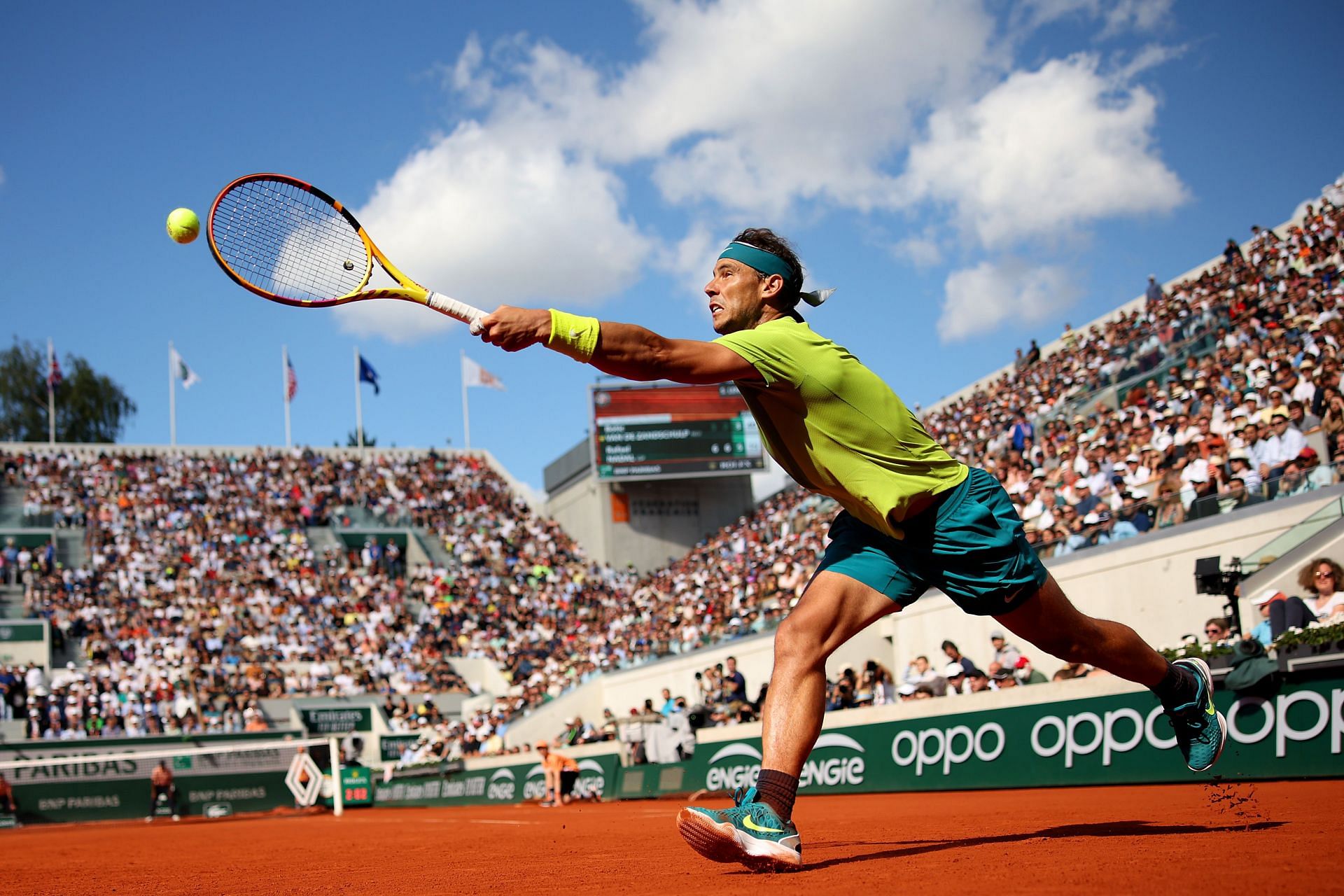 The 13-time champion in action at the 2022 French Open