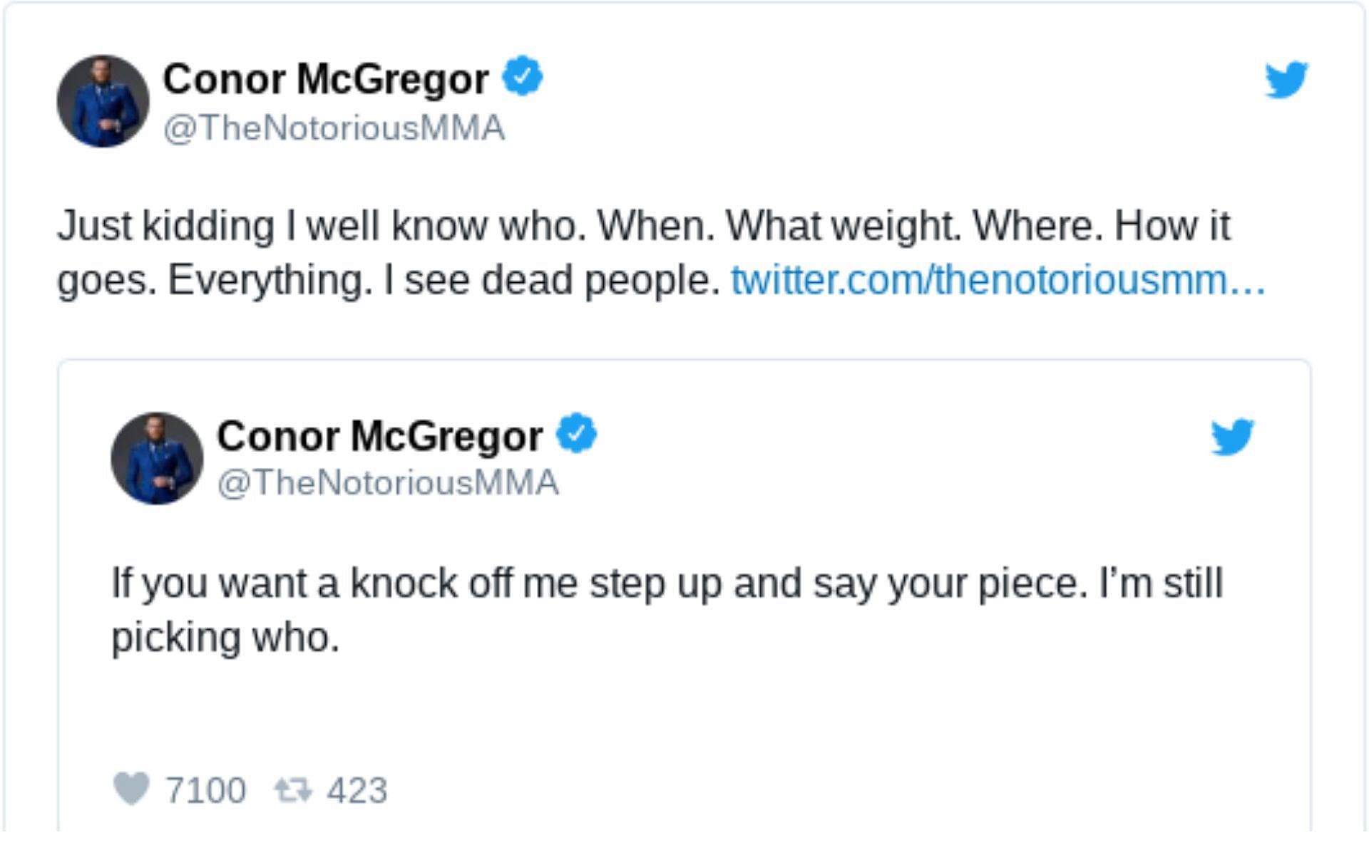 Conor McGregor&#039;s deleted tweets