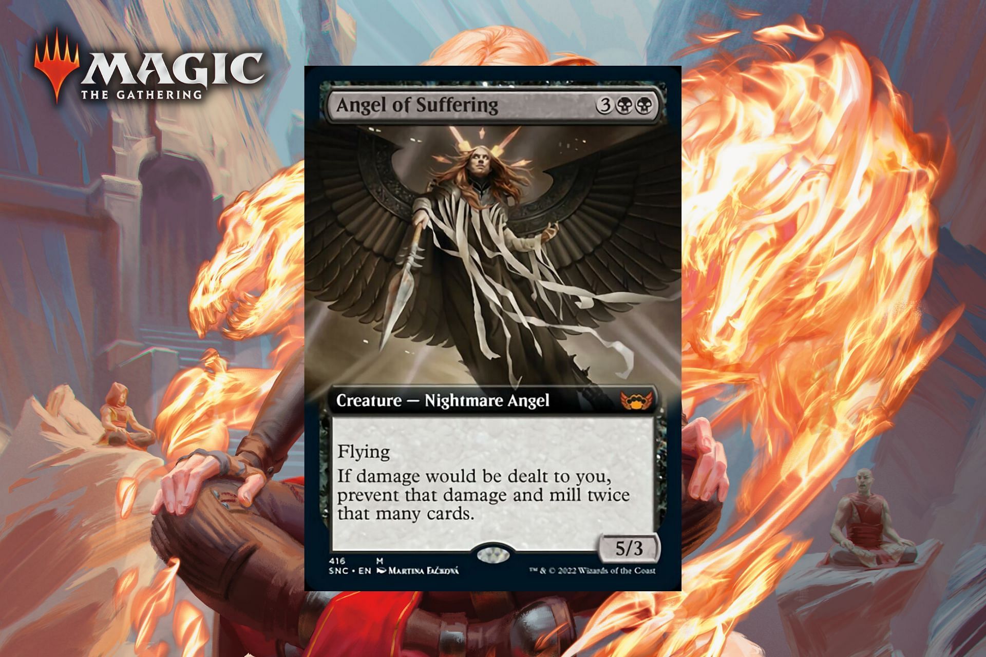 Angel of Suffering only makes others suffer with its ability to prevent damage (Image via Wizards of the Coast)