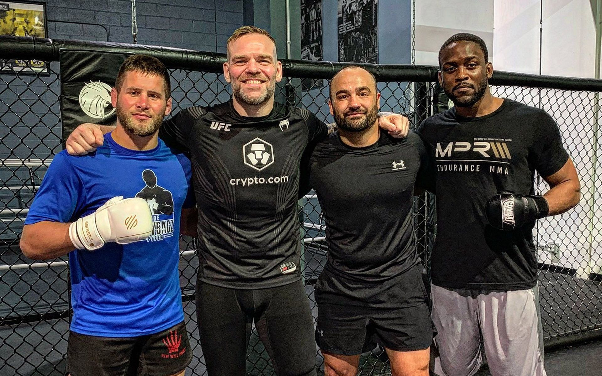 Eddie Alvarez (2nd from R) is doing work in the gym. | [Photo: @theErikPurcell on Twitter]