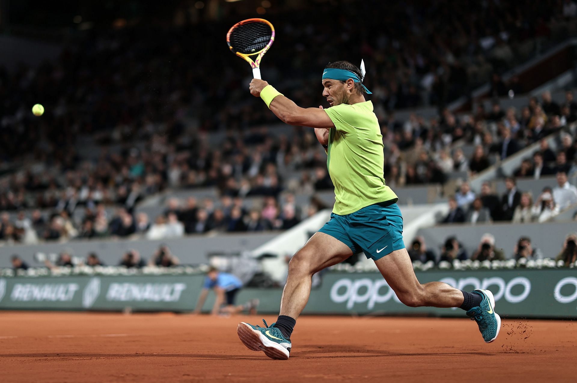 Rafael Nadal in action at the 2022 French Open - Day Four