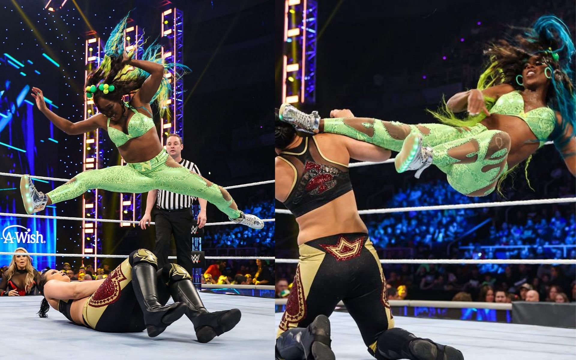 Naomi in a singles match against Shayna Baszler on SmackDown