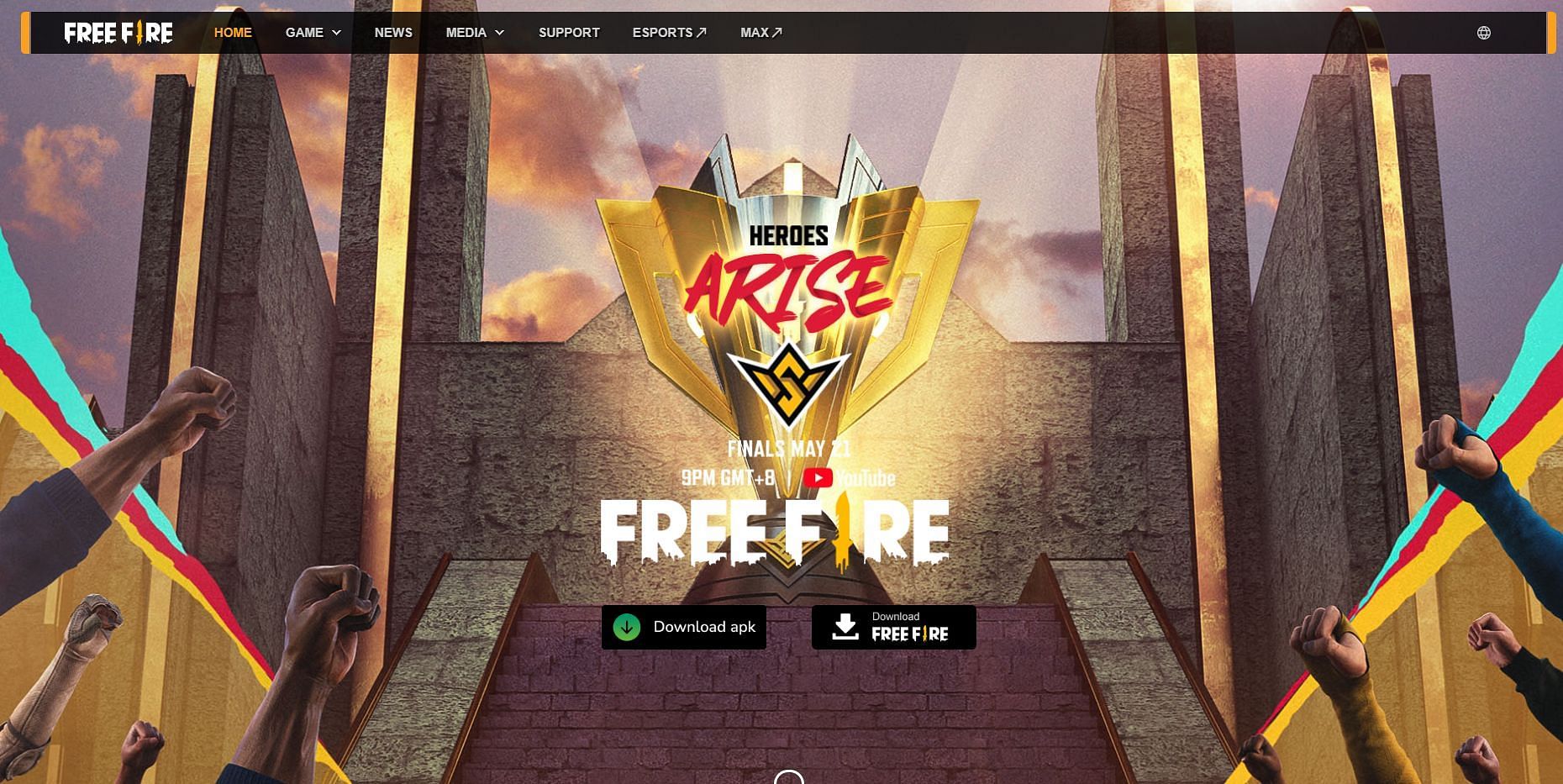 APK file is available on the official website of the battle royale game (Image via Garena)