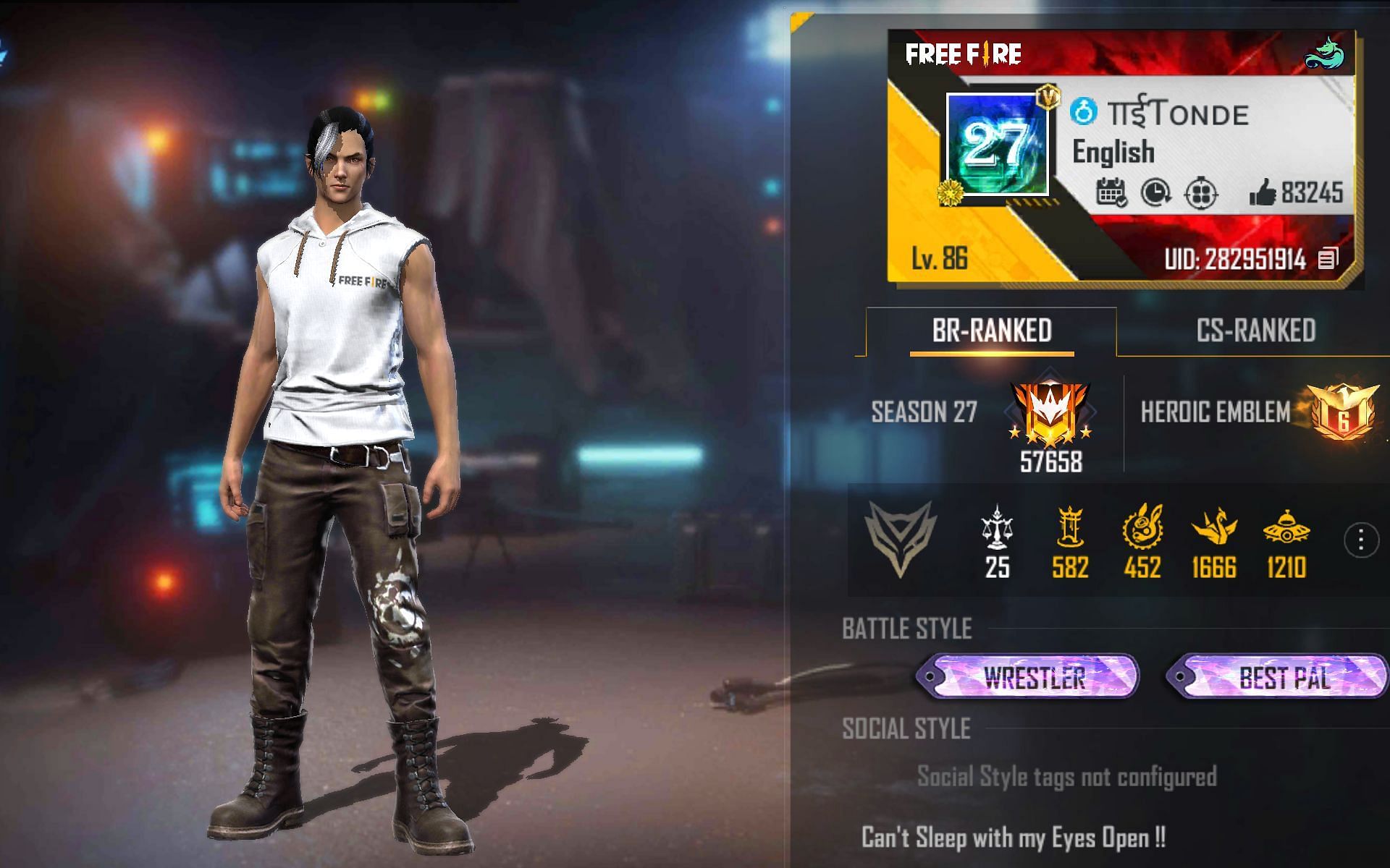 Here is Tonde Gamer&#039;s Free Fire ID (Image via Garena)