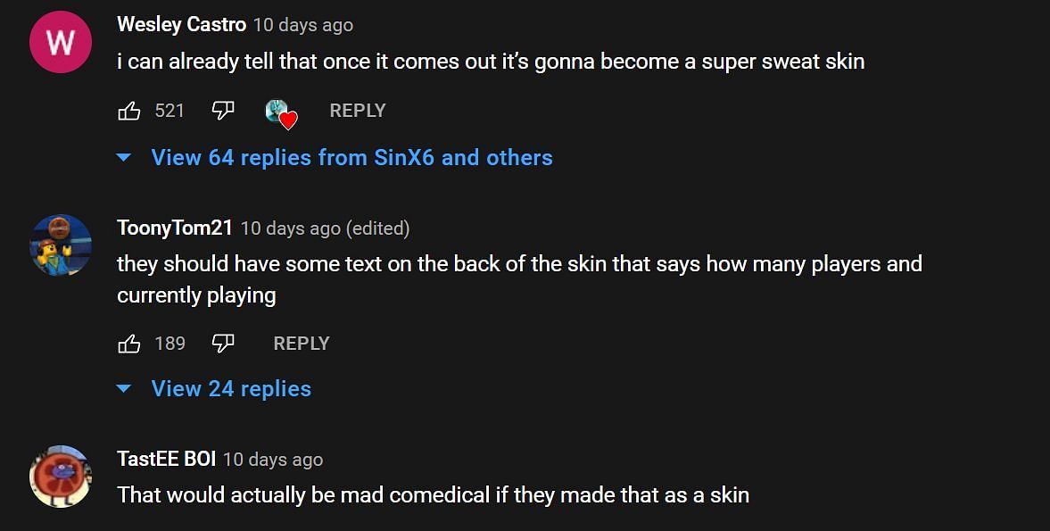 The Fortnite community is excited for the skin to be added to the game (Image via YouTube/SinX6)