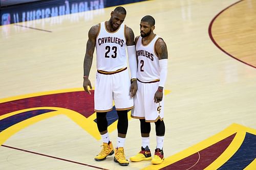 LeBron James and Kyrie Irving of the Cleveland Cavaliers.