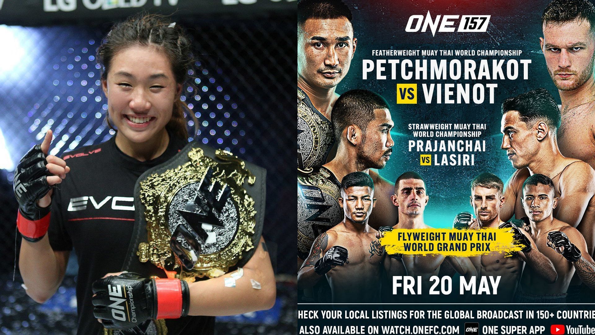 Angela Lee (left), ONE 157 poster (right) [Photo Credits: ONE Championship]