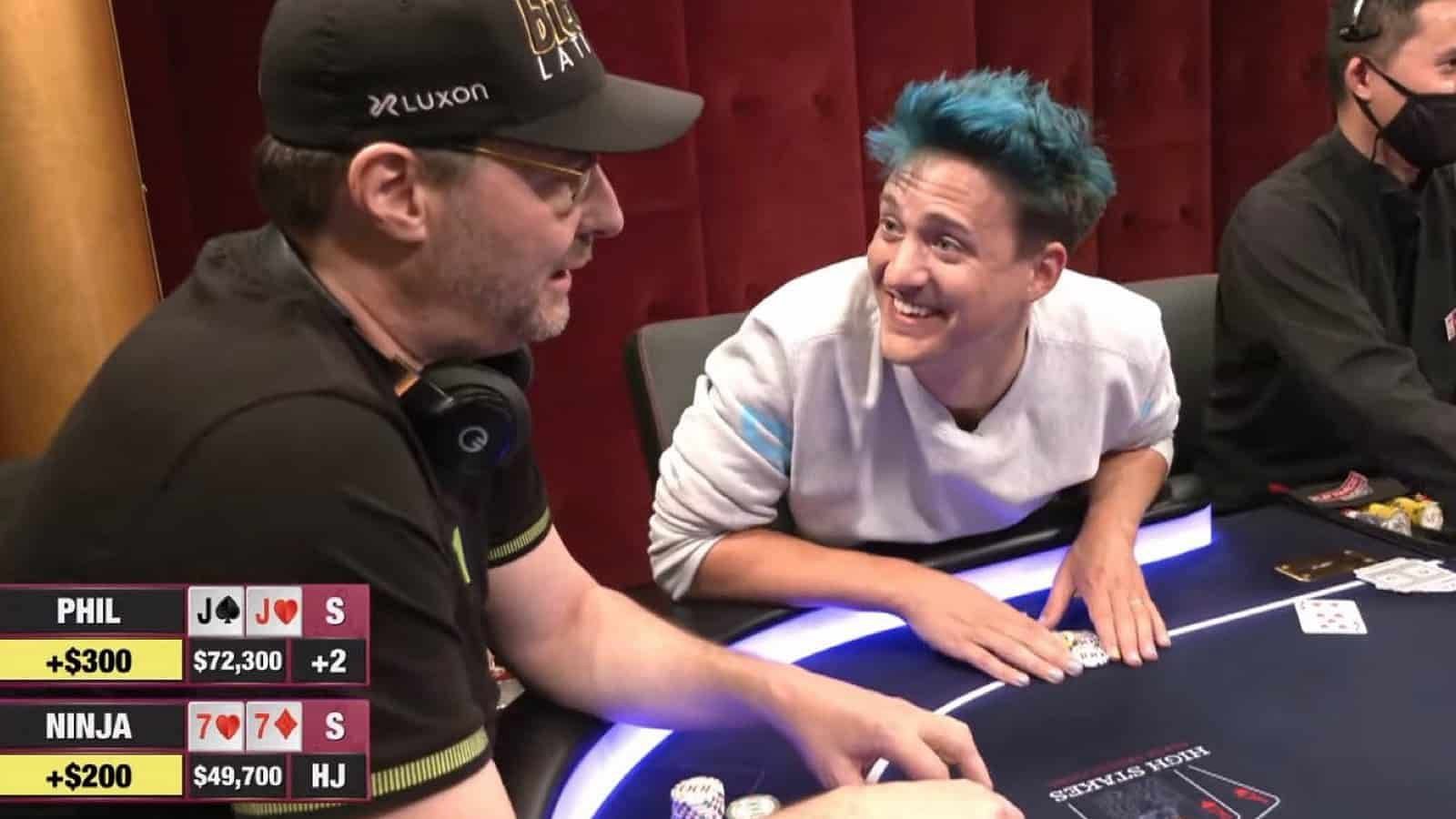 Ninja asked fans on Twitter to use this image of him and Phil Hellmuth as a new meme template (Image via Ninja/Twitter)