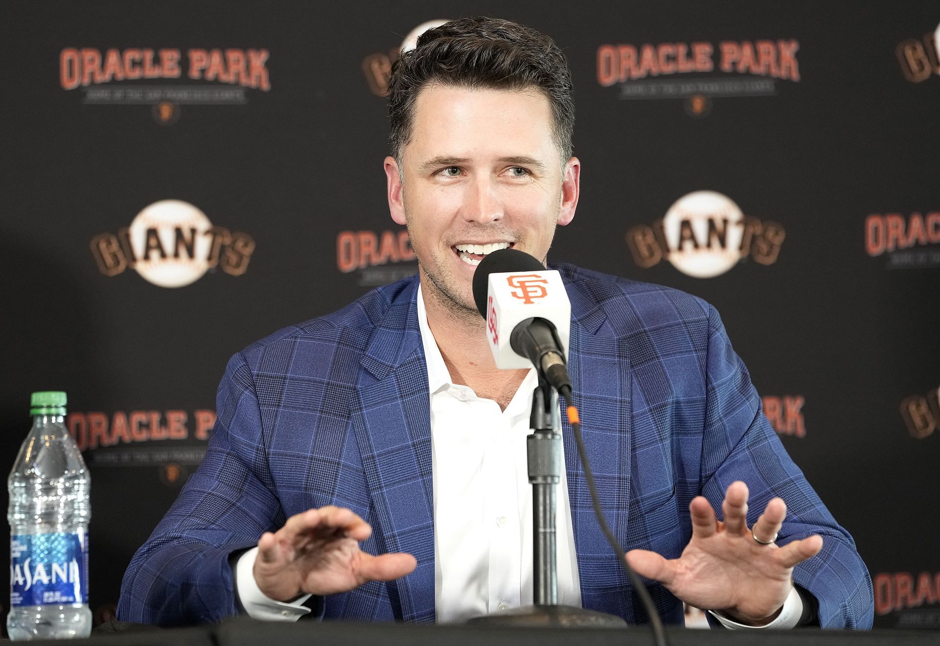 Buster Posey wields his pink bat in honor of Mother's Day at AT&T Park in  San Francisco on May 8, 2016.
